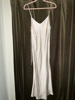 White Zara Satin Slip Dress